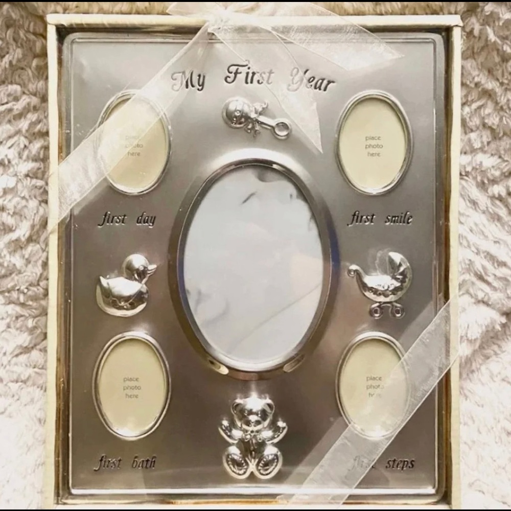 New Silver “My First Year” Baby Keepsake Milestones Photo Picture Frame Gift